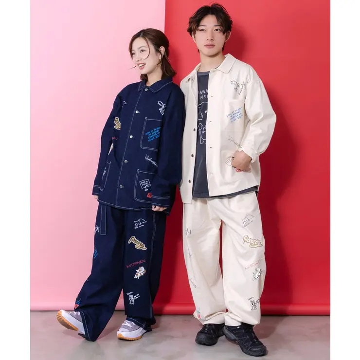 らくがき風ワッペンベルト付きパンツ