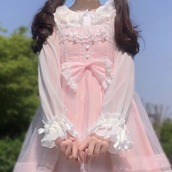 新色追加！上品ホワイト フリルレースドールカラー 長袖 シャツ ロリィタインナーブラウス ワンサイズ