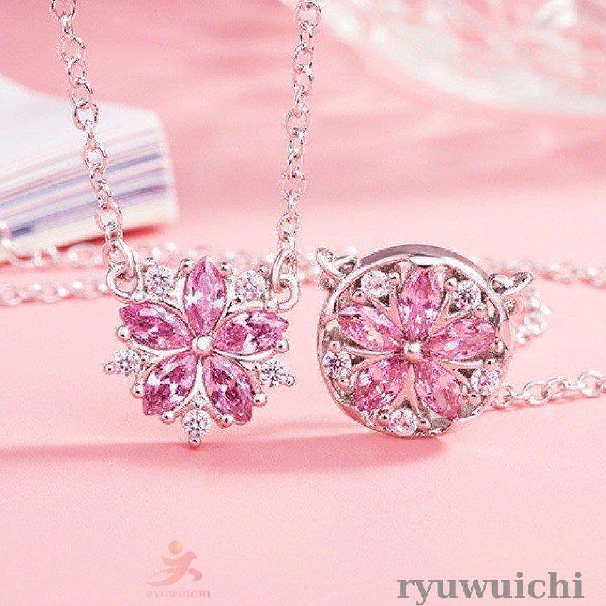 ネックレス レディース 桜 さくら ピンクダイヤ czダイヤ シルバー925 プラチナ仕上げ 春 妻 女性 プレゼント 4,769円