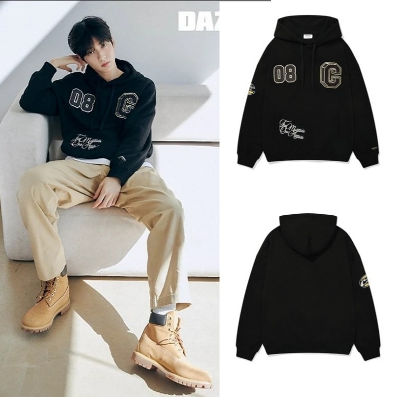 [TXT スビン着用]College C Logo Drop Fit Hoodie Black 韓国製 ファン必須アイテム