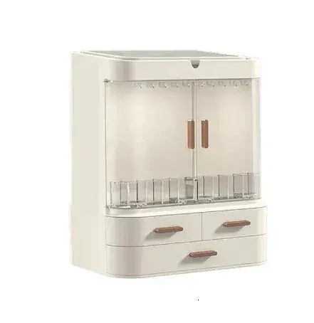 LEDミラー化粧品収納ケースライト付きミラー付きデスク化粧品収納ケーススキンケアアクセサリー棚