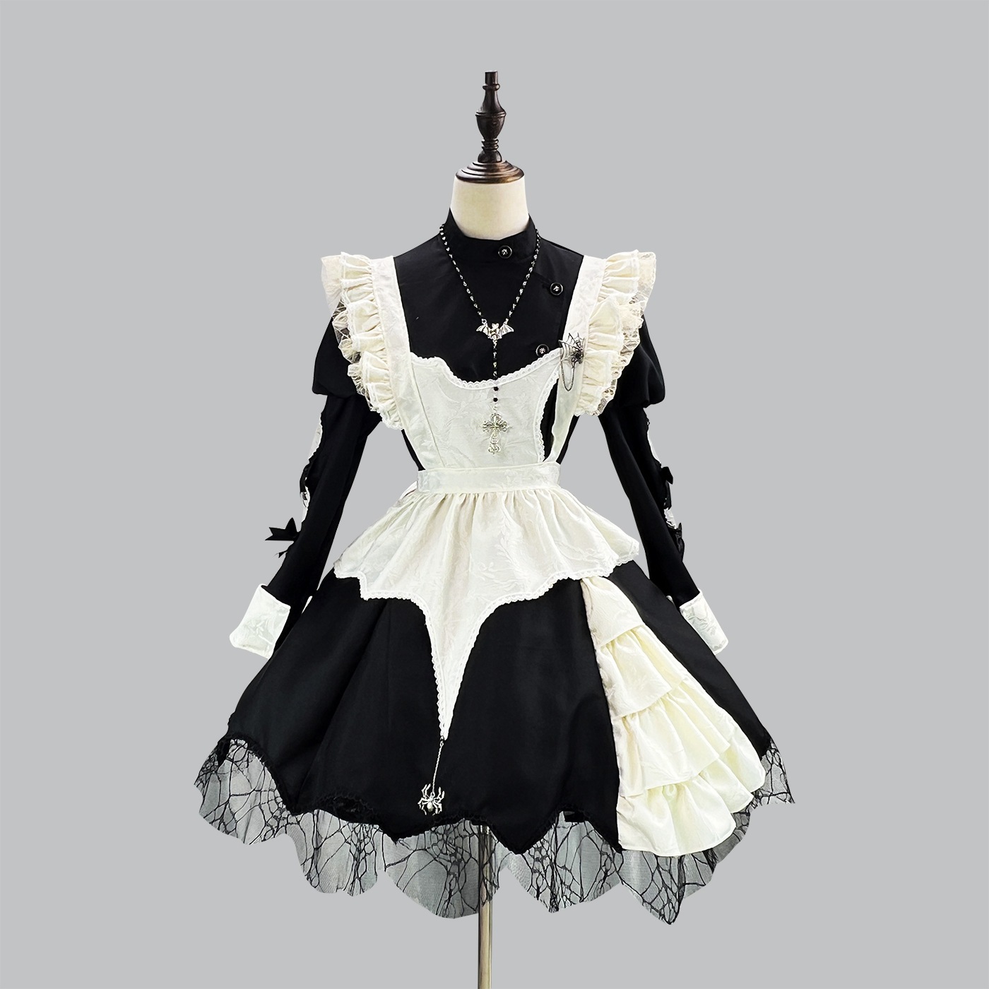黒白 トラディショナルメイド服 コス ロリータ ステージ衣装 秋葉原 カフェメイド