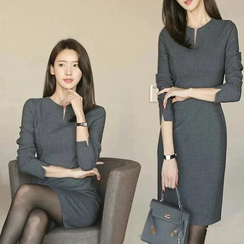 秋冬 冬のワンピース 職業 スーツ ワンピース インナー ワンピース タイトスカート 着痩せ スリミング 気質 6,665円