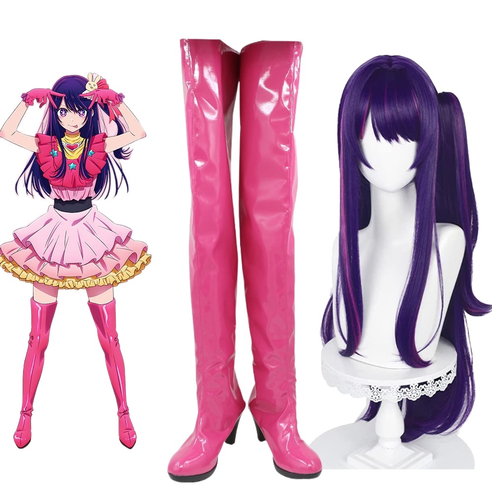 コスプレ靴 星野アイ ほしの 推しの子 ウィッグ付き　下駄 シューズ 長靴 コスプレ クリスマス ハロウィン