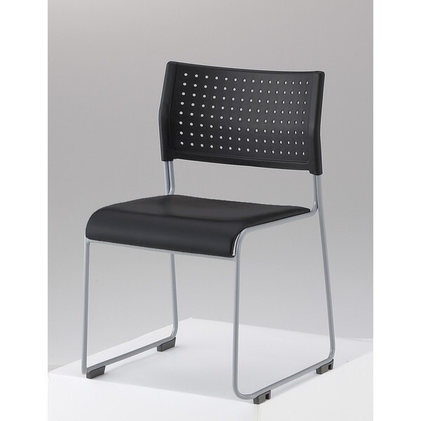 スタッキングチェア 背:樹脂 座:レザー ブラック 4脚セット メーカー直送