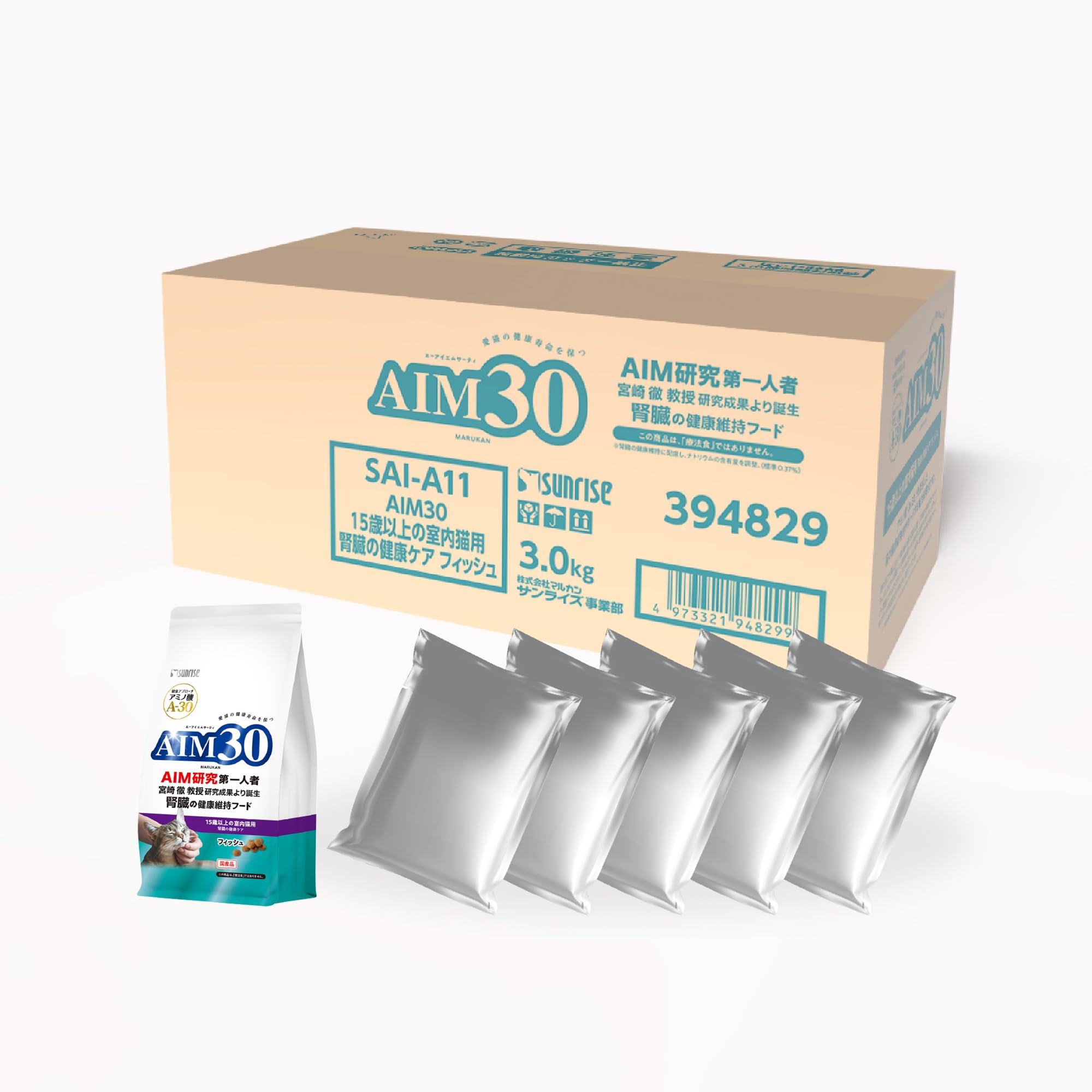 AIM30 15歳以上の室内猫用 腎臓の健康ケア フィッシュ 3.0kg(600g×5袋入) キャットハウス付 【Amazon.co.jp限定】