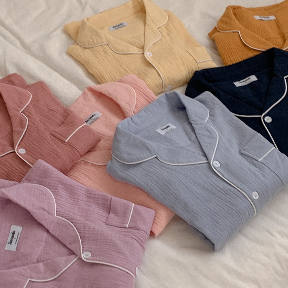 【本日限定値下げ】JuuneeduパジャマコーデュロイアイボリーLネイビー XL Qoo10] Juuneedu セブンデイズクリンクルコットン長袖パジャ