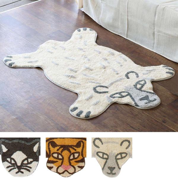 マット ハチワレ シロクマ おしゃれ ラグマット 動物 コットン 床マット