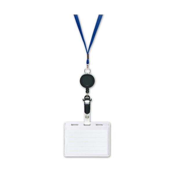 (まとめ) ソニック リール式吊り下げ名札 2枚収納タイプ ソフト 青 NF-418-B 1セット(10個) (×2セット)