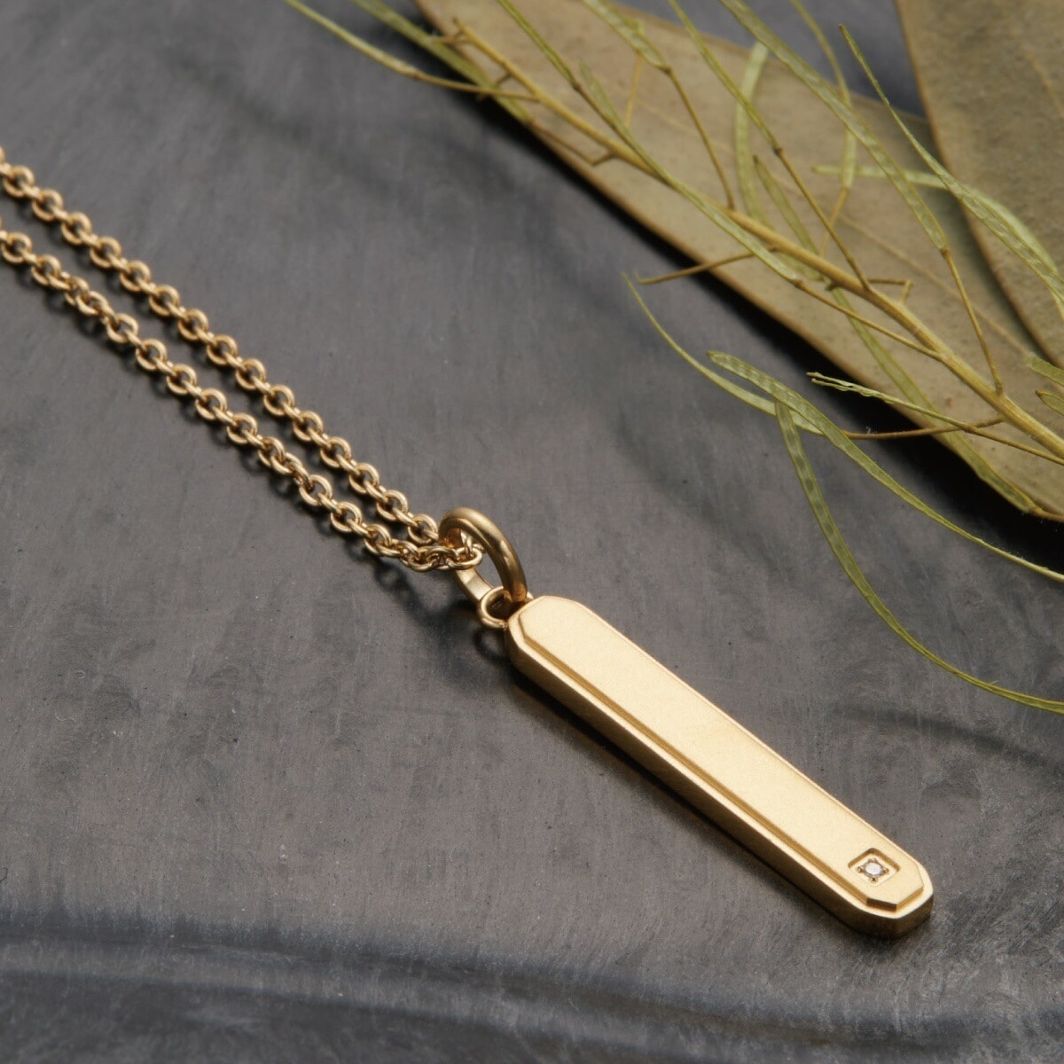 ネックレス メンズ サージカルステンレス316L ダイヤモンド バー 金属アレルギー対応