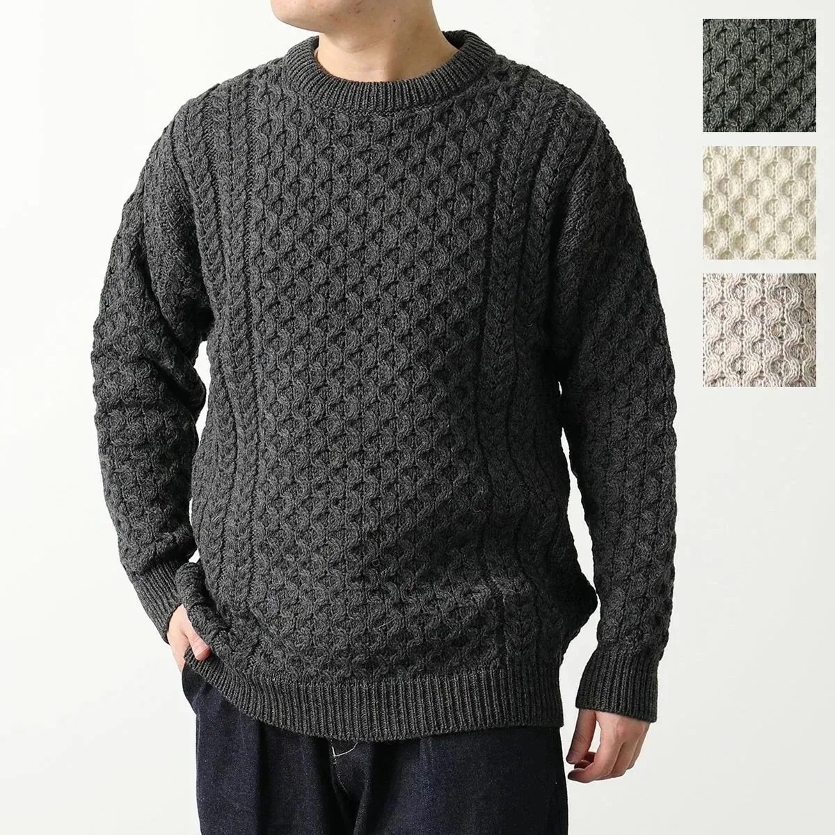 Aran Crafts アランクラフト アランセーター Merino crew neck sweater C1949 メンズ ニット 長袖 ウール クルーネック