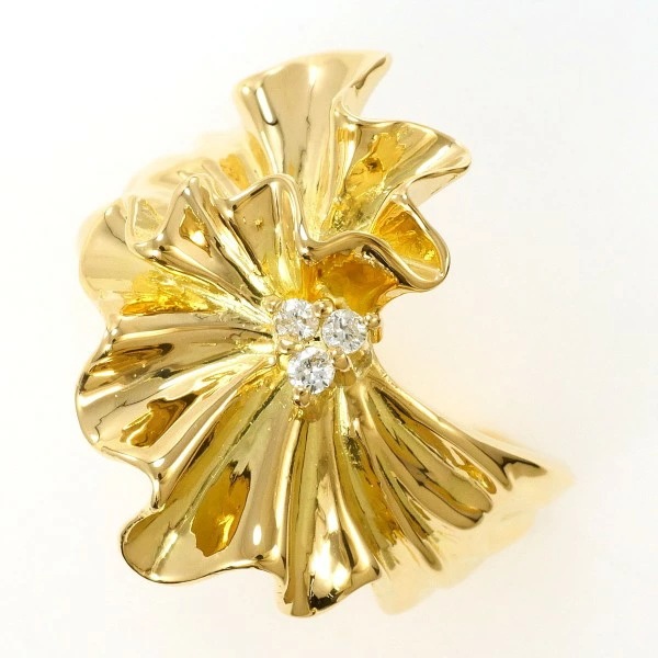 K18 18金 YG リング 11.5号 ダイヤ カード鑑別書 中古