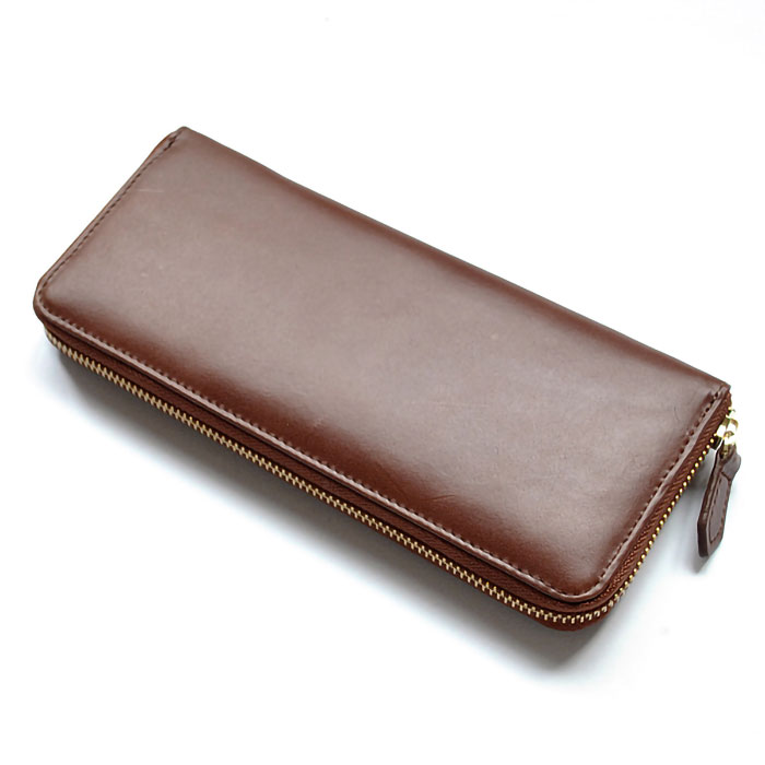 財布 メンズ 長財布 スリムラウンドウォレット スリムウォレット ラウンドファスナー ヌメ革 レザー 本革 お札入れ 小銭入れ カード入れ 高級 プレゼント 男性用 紳士用 ブラウン