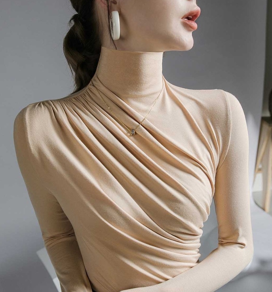 トップス カットソー デート モテアイテム ミドルネック 長袖 タートルネック 可愛い きれいめ 上品 おしゃれ かっこいい 可愛い ラブリー キュート ガーリー クール モード系 セクシー