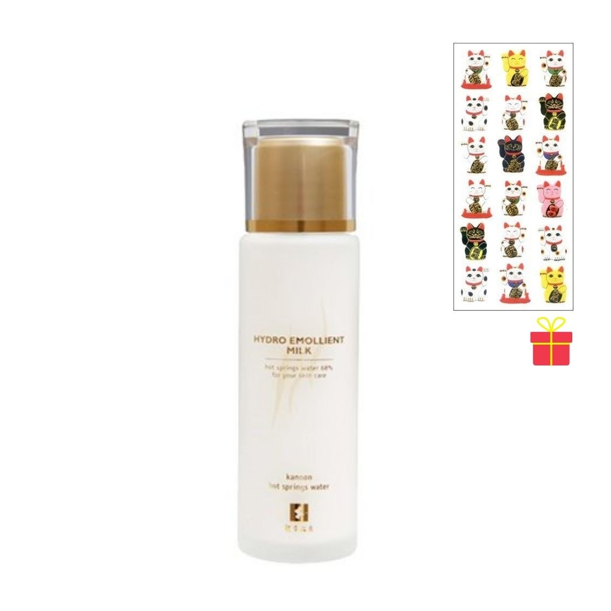 【温泉コスメ】観音温泉 ハイドロエモリエントミルク 40ml【金運招き猫シール1枚付】乳液 スクワラン 温泉水配合 国産