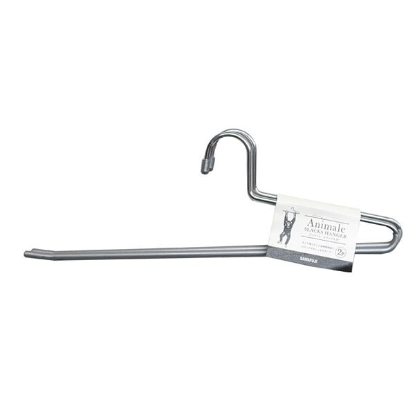 （まとめ） 衣類ハンガー/スラックスハンガー 2本組 シルバー コンパクト スリム アニマーレ 20個セット