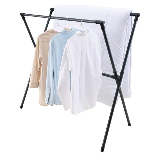 天馬 洗濯物干し 屋外 布団干し 伸縮式布団2枚干しX型 簡単組立 サビにくい 物干しスタンド ベランダ 室内物干し 折りたたみ ブラック【サイズ 幅87-138×奥行62×高さ115cm】【PSBK
