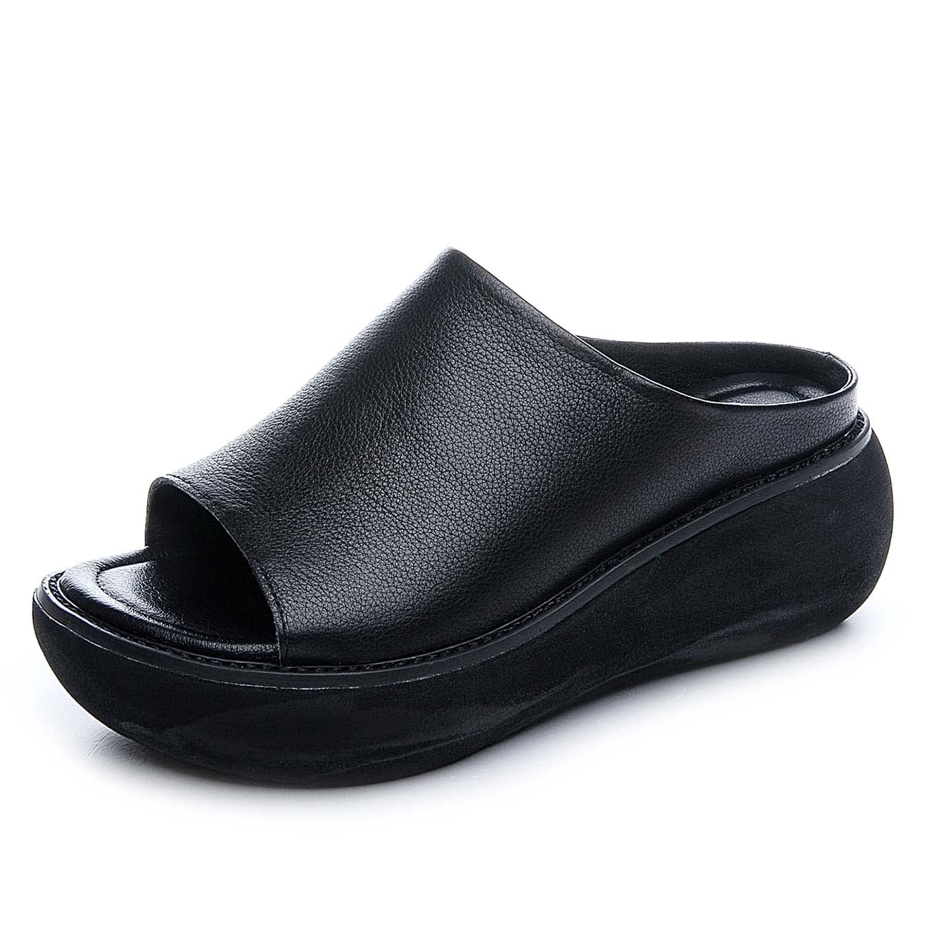 [MIDIRO] サンダル レディース カジュアル スリッパ 本革 厚底 袴用 通学 通勤 歩きやすい 通気性 ソフトソール