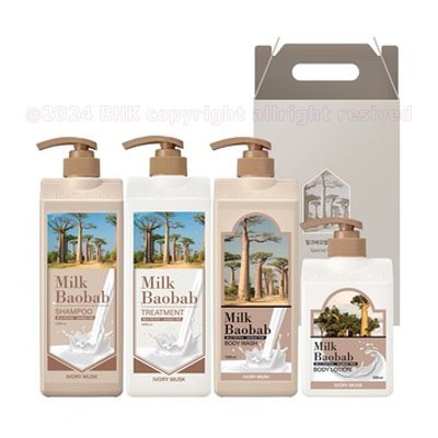 【アイボリームスク香 ヘアボディケア 4種 ギフトセット 】 밀크바오밥 아이보리머스크 4종 / お肌のpHバランス / (シャンプー+トリートメント+ボディーソープ+ボディローション)