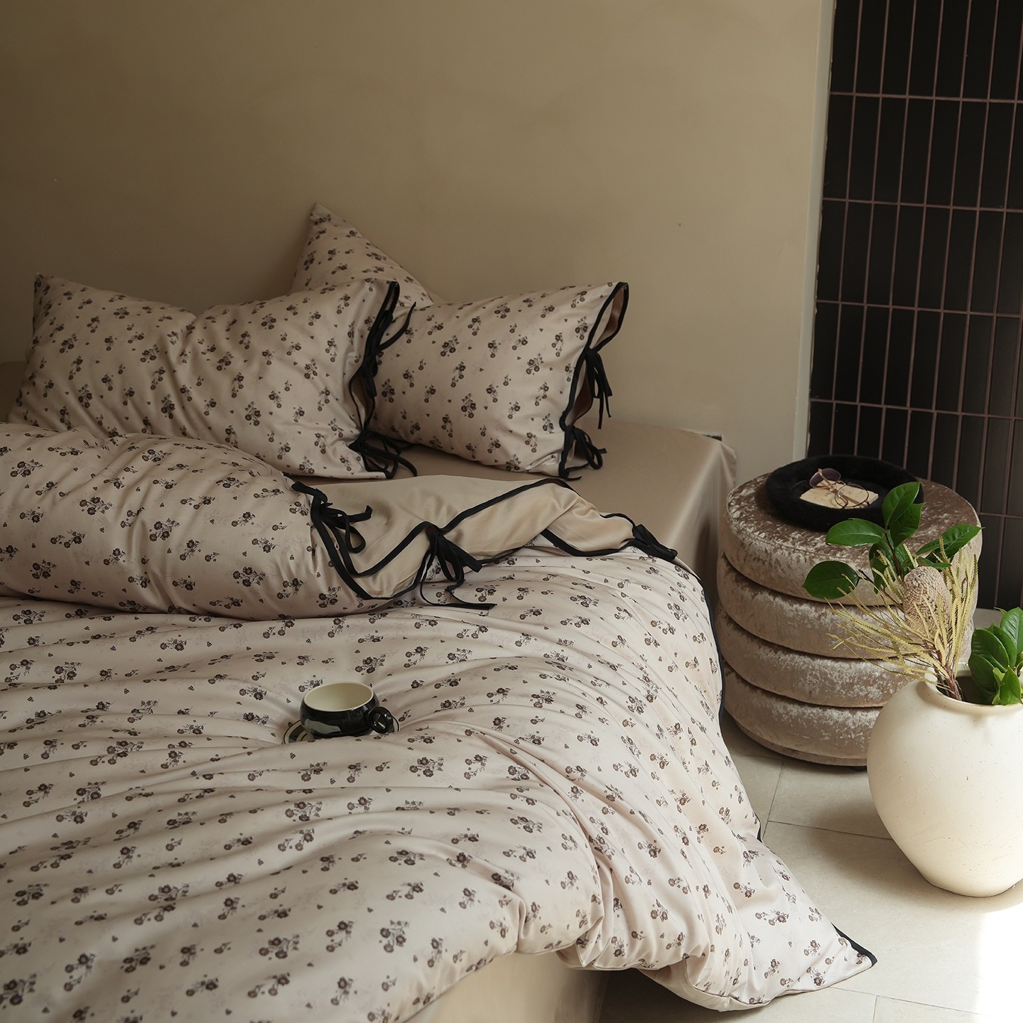 純綿サテン長綿4点セットシーツ・寝具増厚4点セット