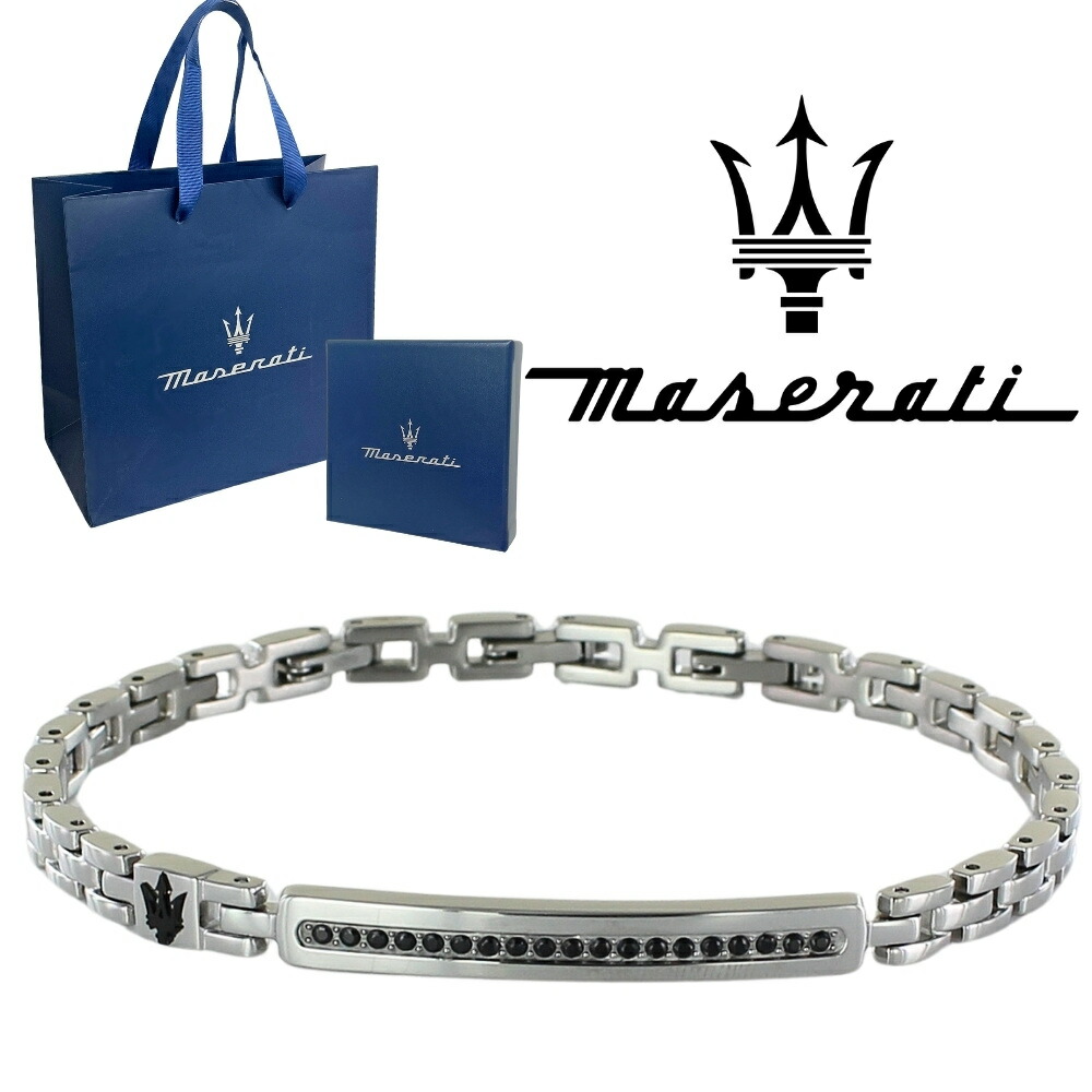 正規品 純正ショッパー付き マセラティ ブレスレット チェーン ブラックストーン 上品 高級感 メンズ レディース ユニセックス 大人 男性 女性 誕生日 記念日 プレゼント ギフト JM224AVD