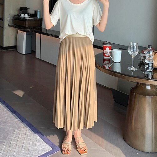 3color スカート ロングスカート ロング ロング丈 マキシ マキシ丈 アンクル丈 プリーツ A