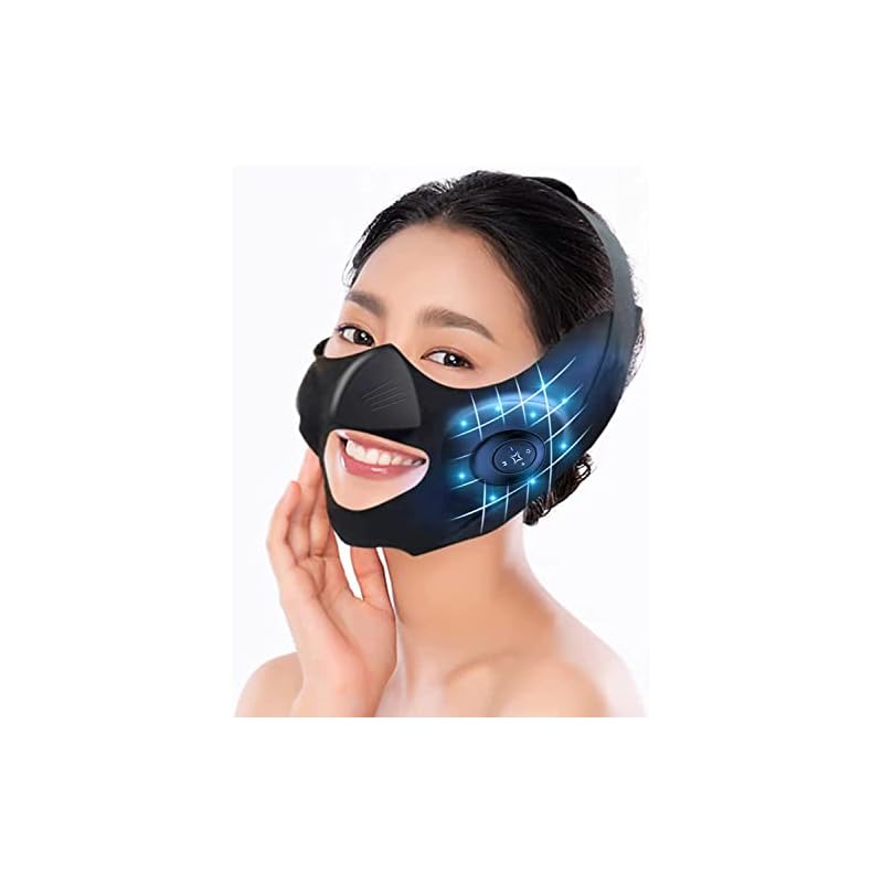 美顔器 EMS フェイスベルト サウナマスク V顔 自宅エステ USB充電式 男女共有 高弾性 リモコン付き (強化版black)