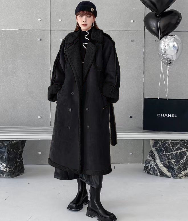 アウターファー毛皮アウター皮毛一体 オールマッチ ハイネック フリースゆったり ファッション 保温 ラムズウール コートPM91 気質