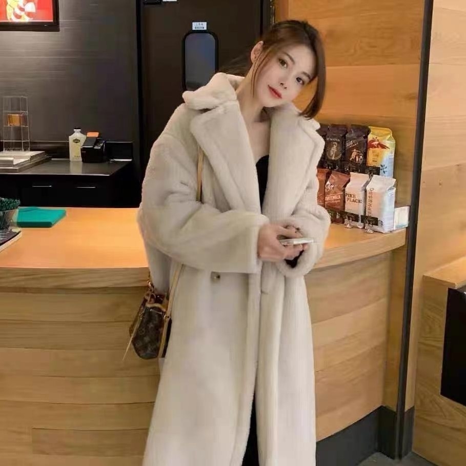 アウター コート ロングコート 襟付き 長袖 前開き ポケット ロング丈 もこもこ かわいい 大人可愛い きれいめ シンプル 上品 おしゃれ かっこいい カジュアル レトロ ラフ ルーズ こなれ感