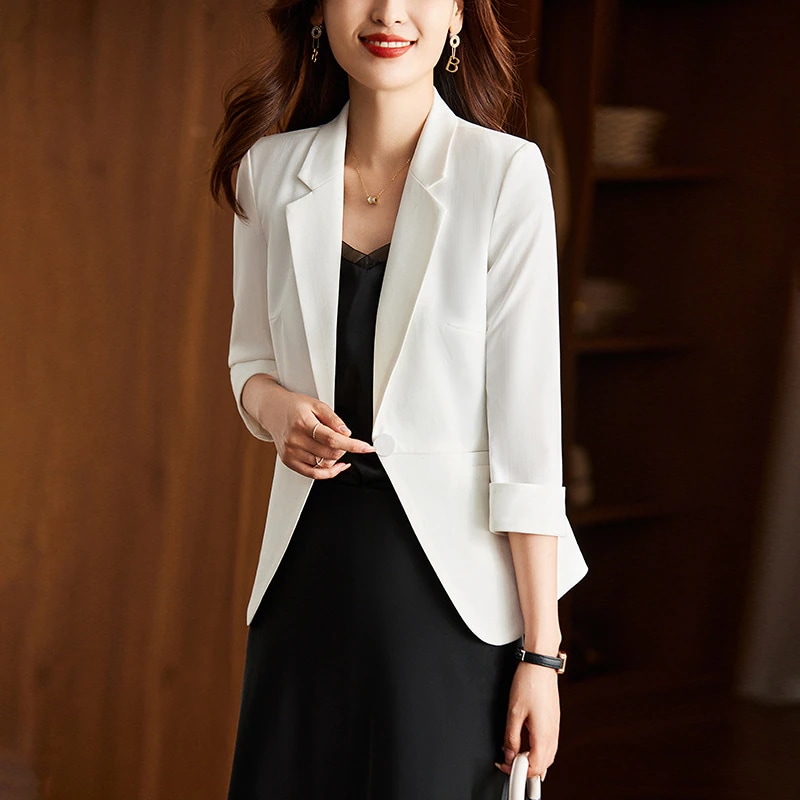 白ブレザー レディースプレミアムセンスカジュアルブレザー 七分袖レディースプチスーツ