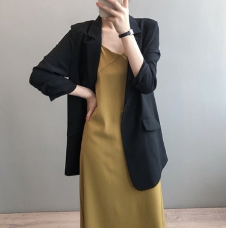 ロングジャケット トップス アウター ジャケット ロング丈 袖あり 長袖 ストレート 薄手