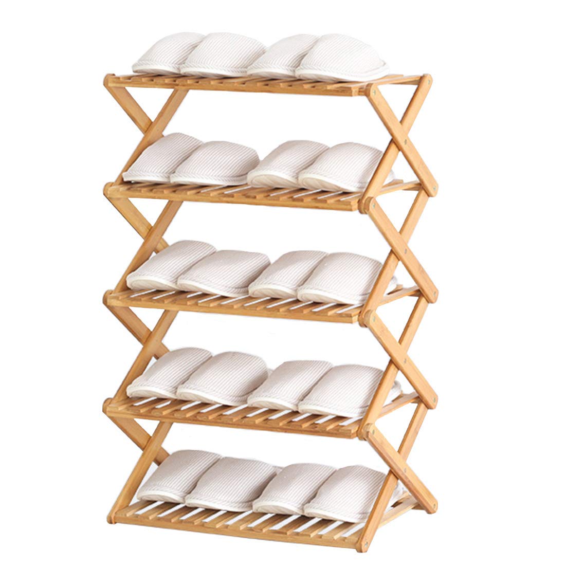 Gabrielle シューズラック ラック 靴棚 シェルフ オープンシューズボックス シューズラック 木製 可動棚 天板開閉式収納スペース 通気口 組み立て式 収納可能 棚5段 50*25*89cm