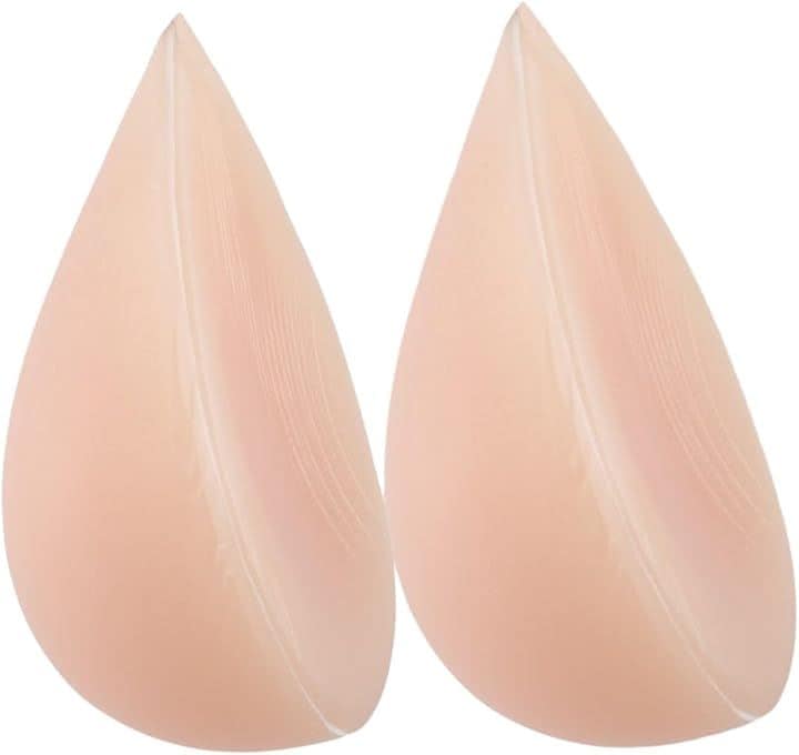 自然な一体感 粘着 貼付 式 シリコン 左右 2個 人工 乳房 偽胸 ブラジャー 補正 選べるサイズ(肌色, 1500g)