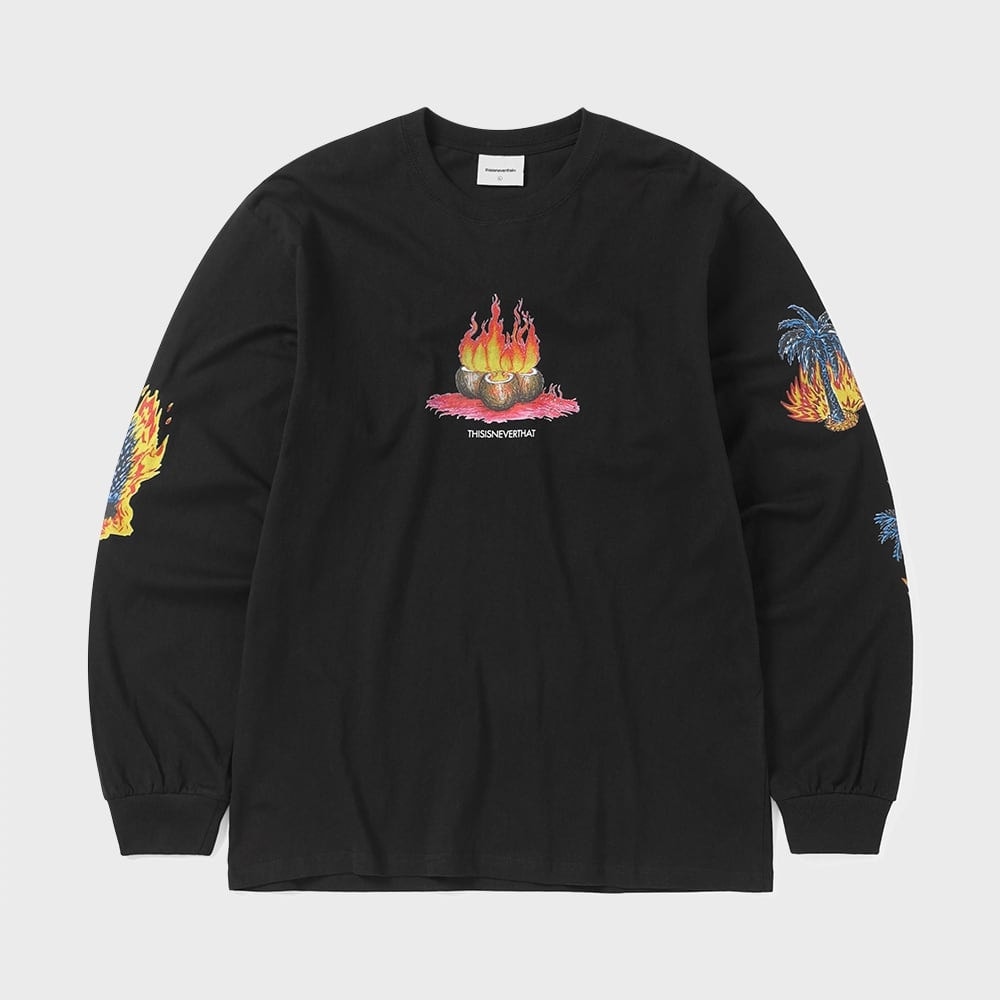 ディス・イズ・ネヴァー・ザットバーニング・パームツリー L/S Tシャツオフブラック