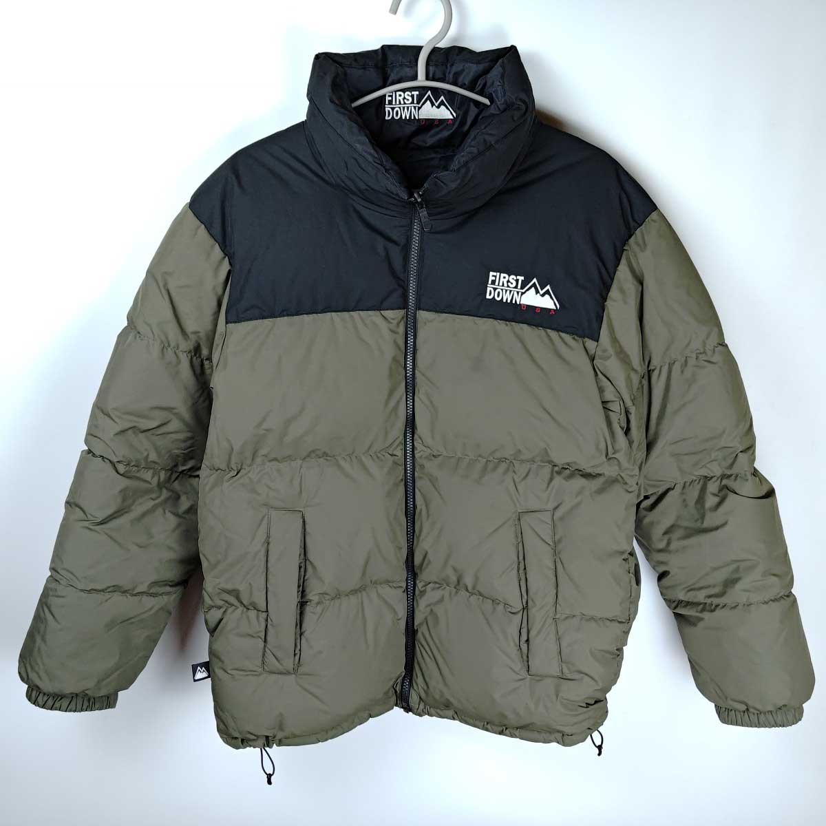 【中古】ファーストダウン FIRST DOWN ダウン ジャケット アウター リバーシブル M オリーブ ブラック F142500 ユニセックス BUBBLE DOWN JACKET