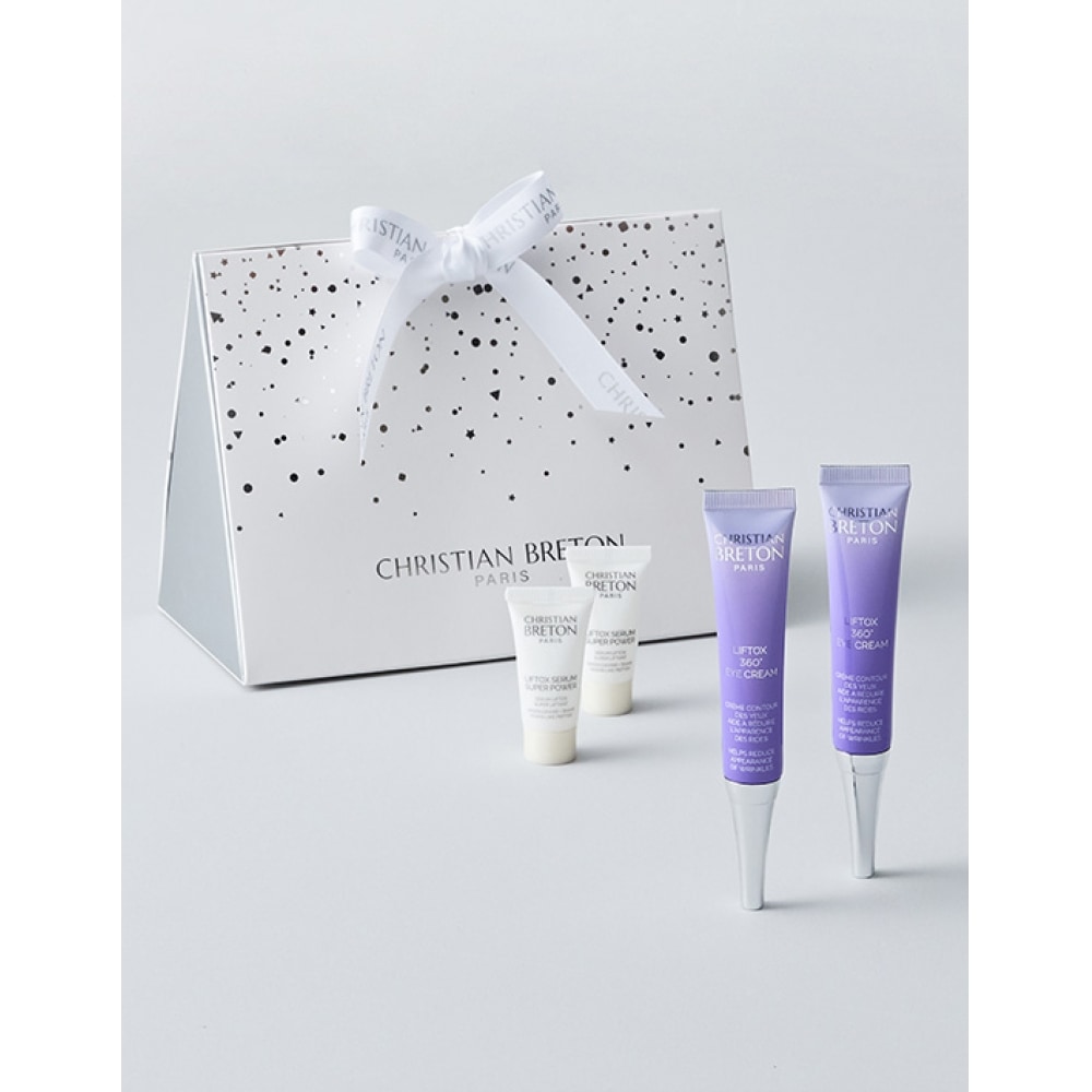 クリスチャンブルトン 360度アイクリーム 15ml 2個セット (+ リフトックススーパーパワーフェイスセラム 3ml 2パック+ギフトボックス)
