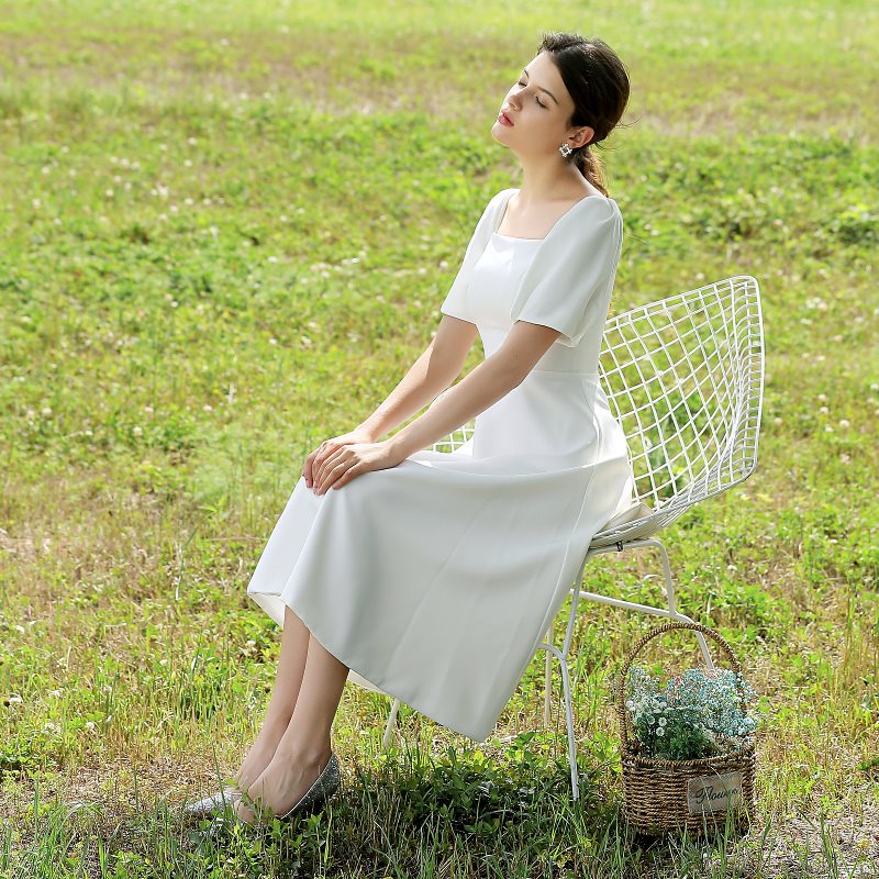 FANWEIMEI#808D my little white dress 結婚届けシンプルな白いスカート