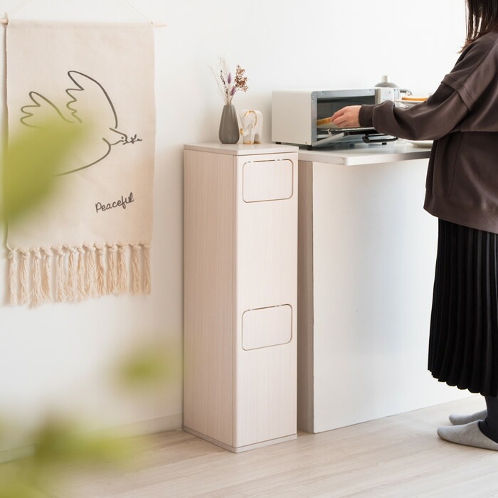 ゴミ箱 20L×2 プッシュ式 木製 2段ダストボックス Empro エンプロー DB-960R-WH ホワイト 10,656円