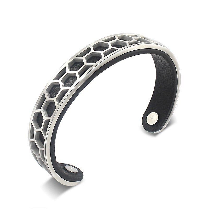 ブラックパンサーステンレスバングル 1個 男性 女性 手首 アクセサリー プレゼント 蜂の巣 豹柄 5,742円