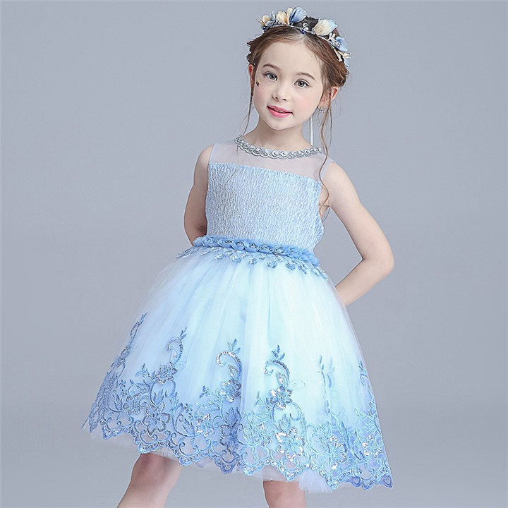 ホワイト/ブルー/ピンク/パープル　ミニドレス　子供ドレス　花柄　フォーマル　ワンピース　キッズ服 子供服 女の子 ワンピース 子ども　発表会　七五三　演出舞台　結婚式　卒業園　入園式 ピアノ　90