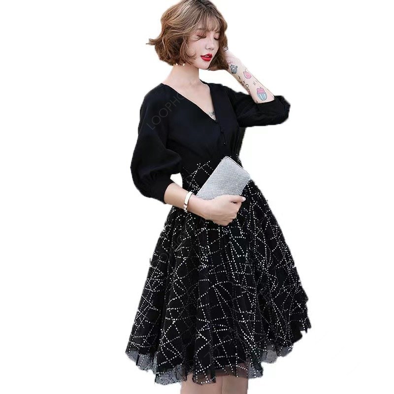 ーティードレス 結婚式 二次会 おしゃれ 黒ドレス 可愛い フォーマルドレス 大きい レディース服-96