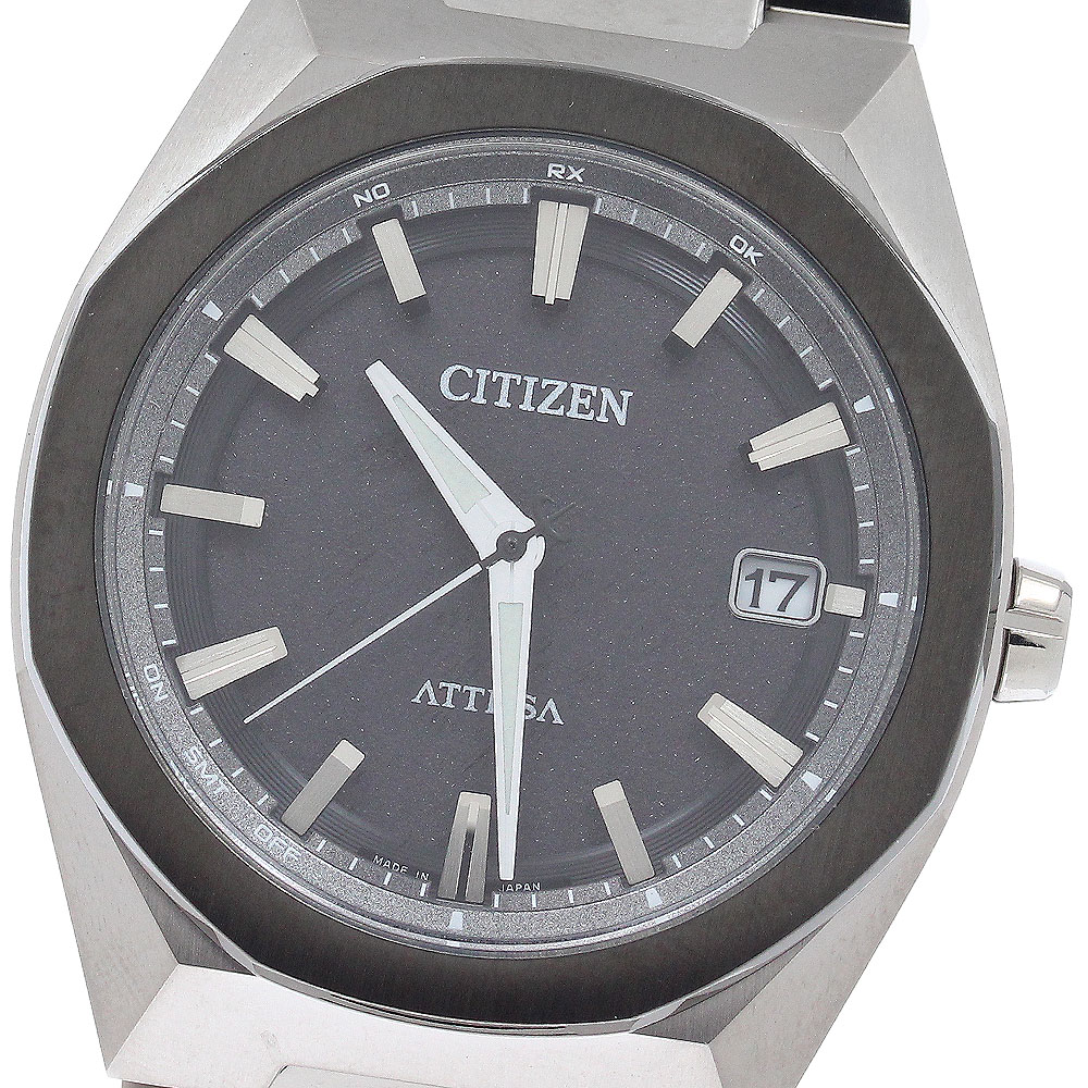 シチズン CITIZEN CB3044-55E/H128-00CWT01 アテッサ ACT Line エコドライブ ソーラー電波 メンズ 美品 箱・保証書付き_955156【中古】