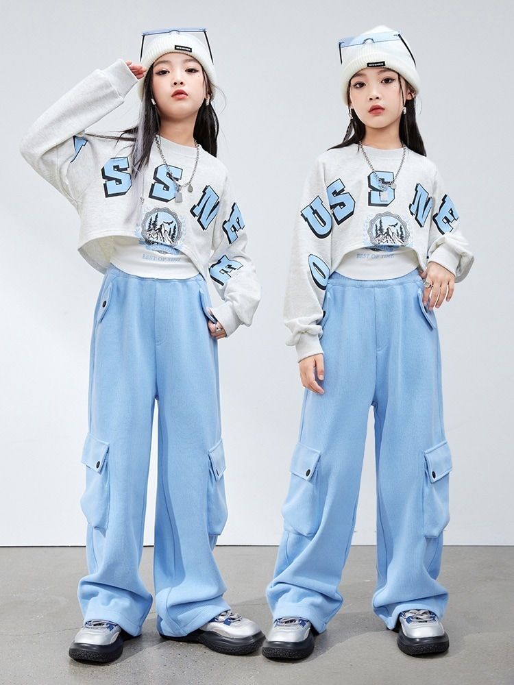 ジャズダンスの服装の女の子のヒップホップの街のダンスのショーの服の子供のhiphopのスーツのファッションのクールなダンスのショーの衣装