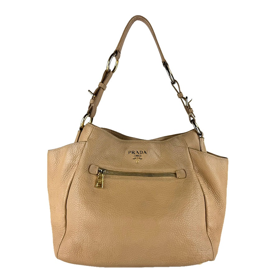 プラダ PRADA ショルダーバッグ レザー ベージュ レディース z9283