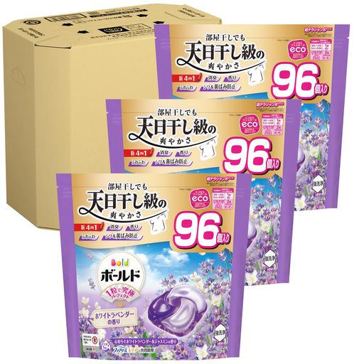 ボールド 洗濯洗剤 ジェルボール 4in1 心安らぐホワイトラベンダー&ジャスミンの香り 詰め替え 96個x3袋 [大容量] [ケース品]