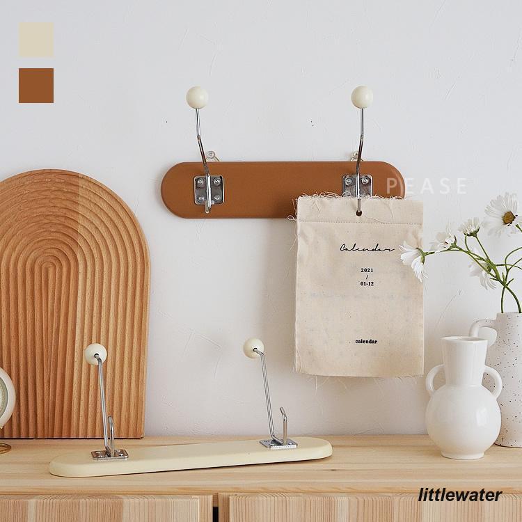 ウォールハンガー 2フック クリーム ブラウン フック 壁掛け おしゃれ かわいい インテリア 韓国インテリア 雑貨 新生活