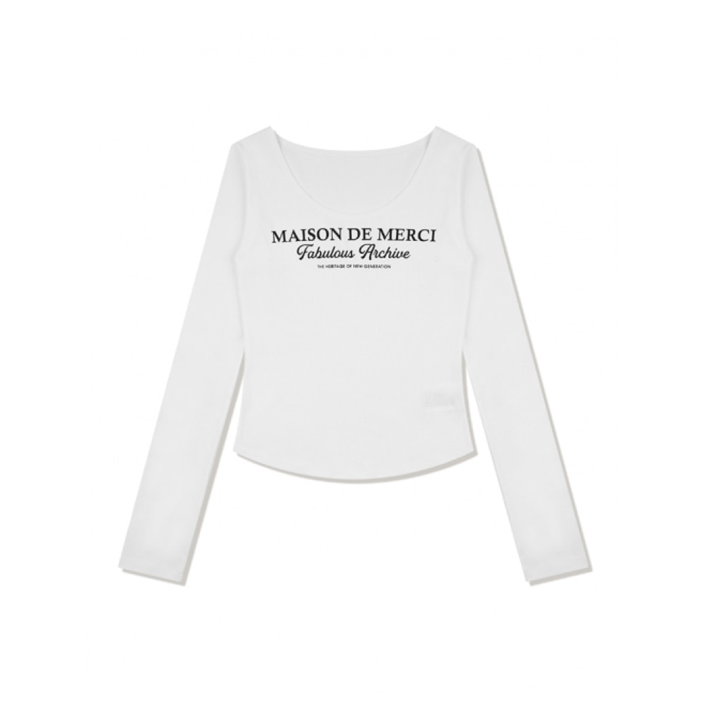 ファビュラスアーカイブ女性用スリムフィットビッグラウンドロングスリーブ T シャツホワイト (FCE1TS306W)