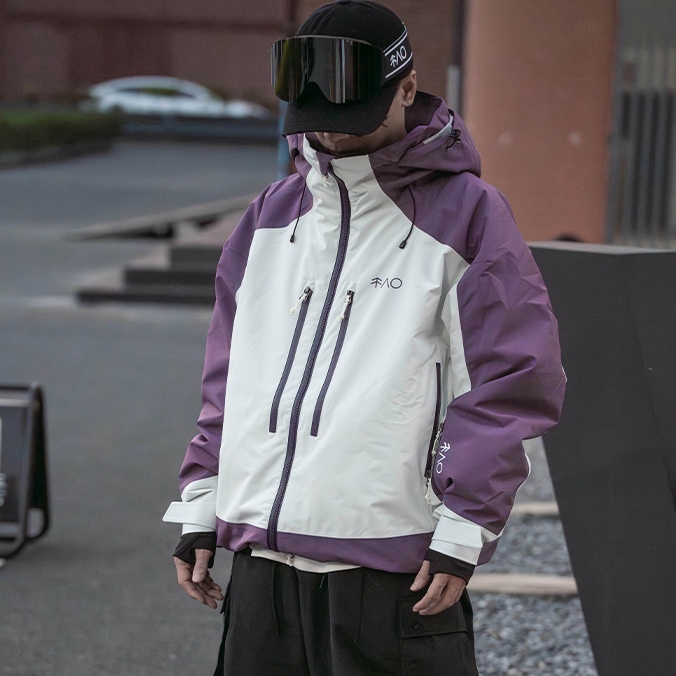 ウィンタースポーツ 2025 2026 紫白 スノーボードウェア 3L トップス メンズ レディース スキーウェア スノボウェア コート スキー