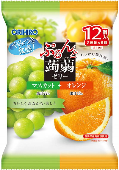 他サイト： オリヒロプランデュ ぷるんと蒟蒻ゼリーパウチ マスカット+オレンジ 20gx12個×6袋の商品画像