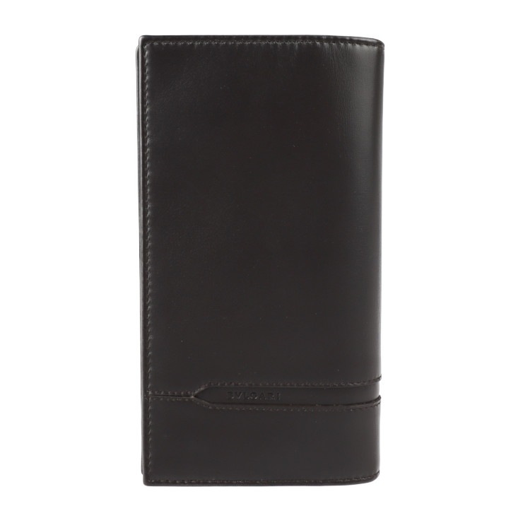 超美品 BVLGARI ブルガリ 二つ折り財布 35376 Wallets yen オクト カーフレザー モカ ダークブラウン系 長財布 本物保証 中古